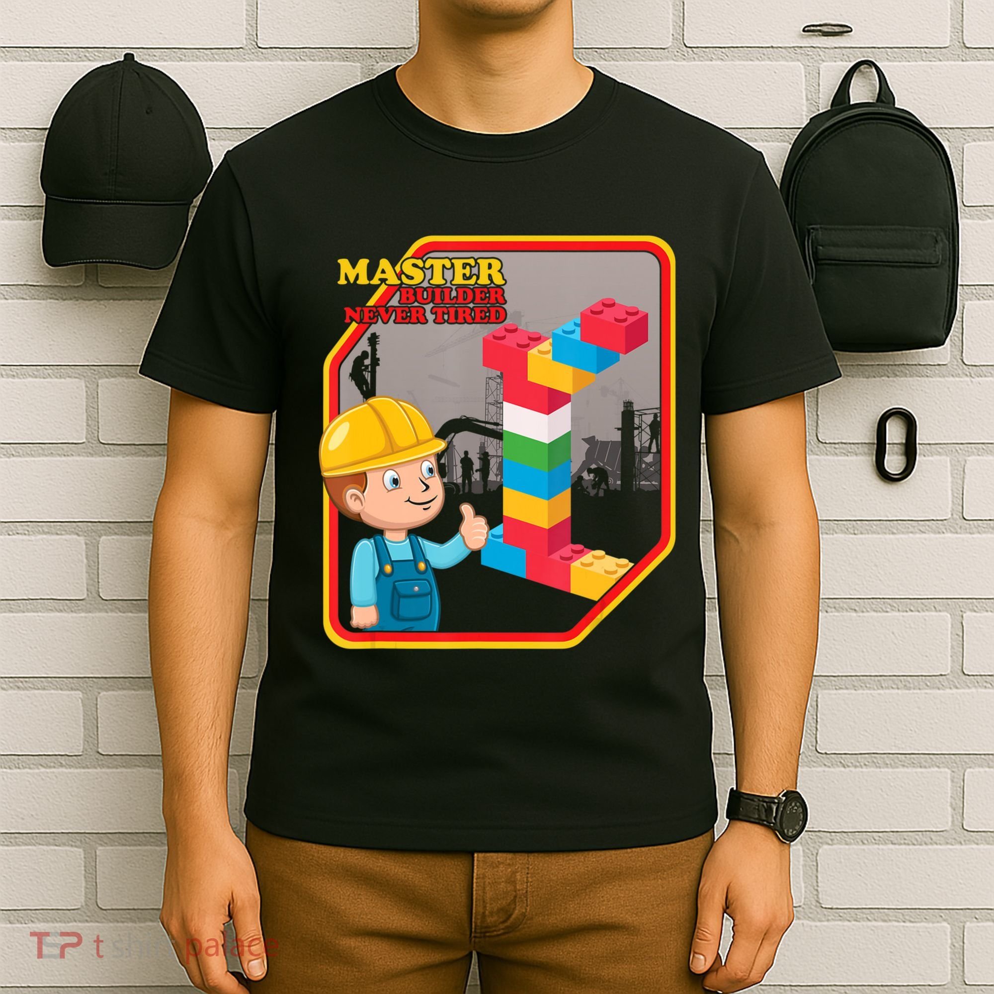 Master Builder Never Tired Construction Building Blocks Toy T-Shirt