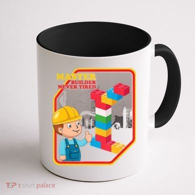 Master Builder Never Tired Construction Building Blocks Toy Coffee Mug back