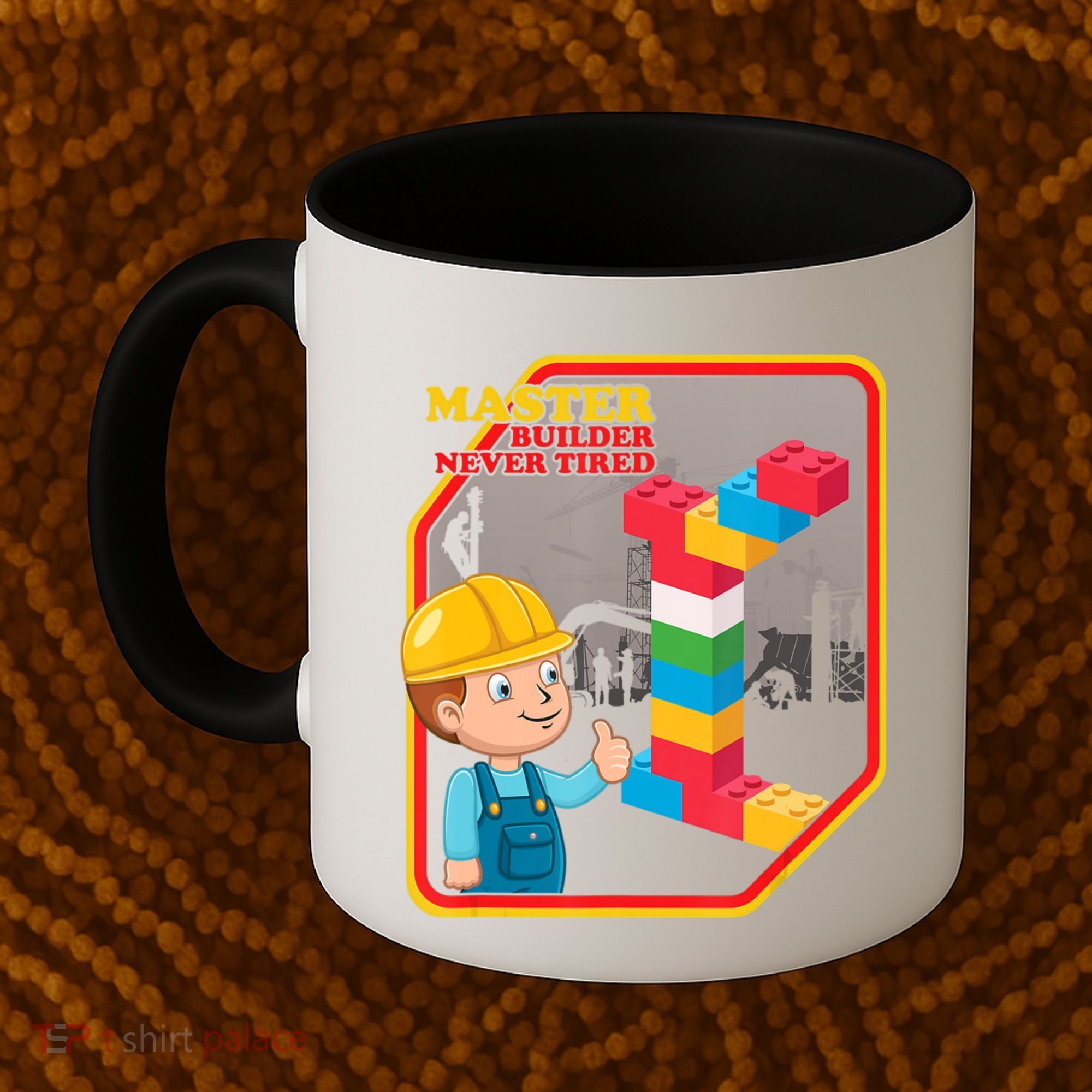 Master Builder Never Tired Construction Building Blocks Toy Coffee Mug