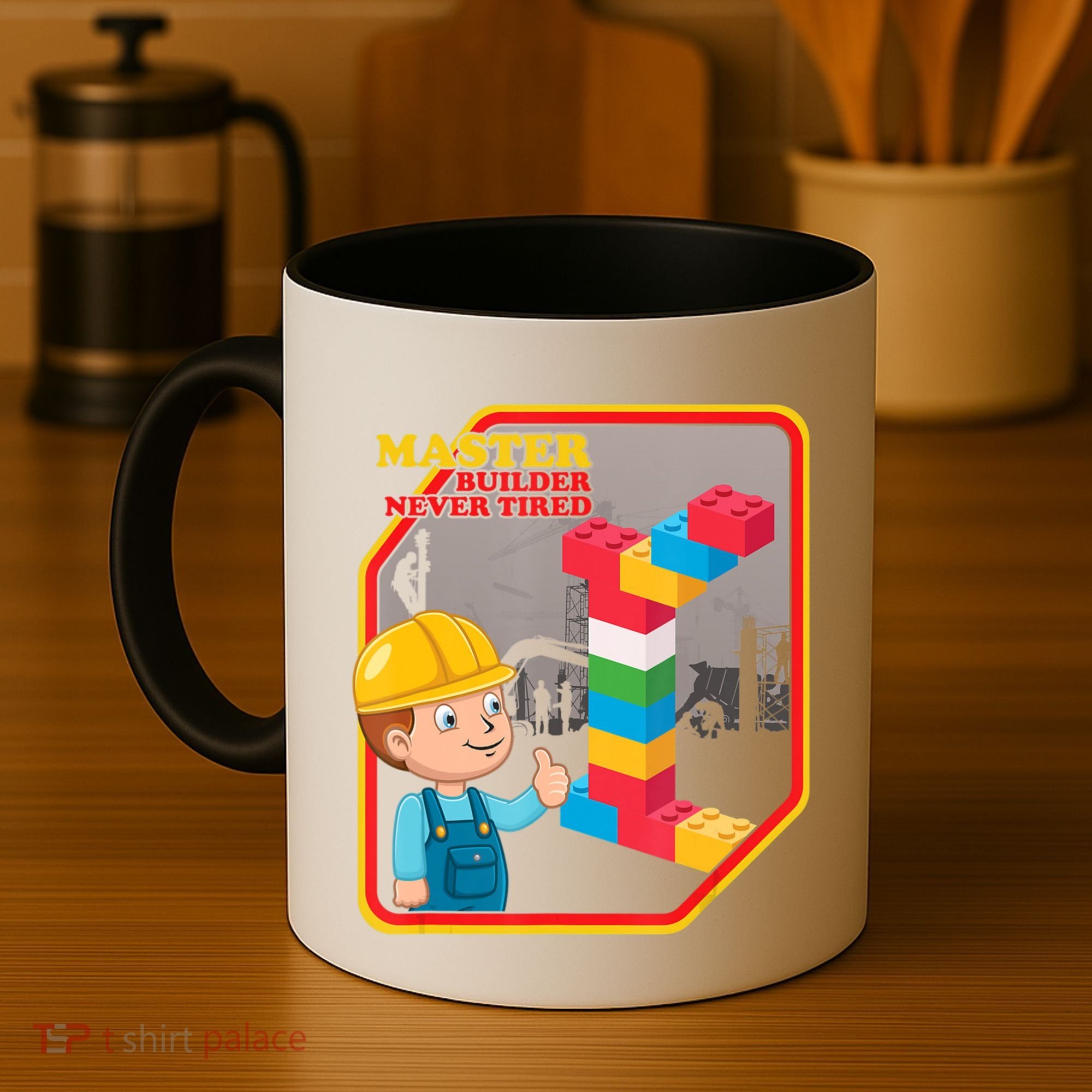 Master Builder Never Tired Construction Building Blocks Toy Coffee Mug