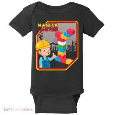 Master Builder Never Tired Construction Building Blocks Toy Baby Bodysuit