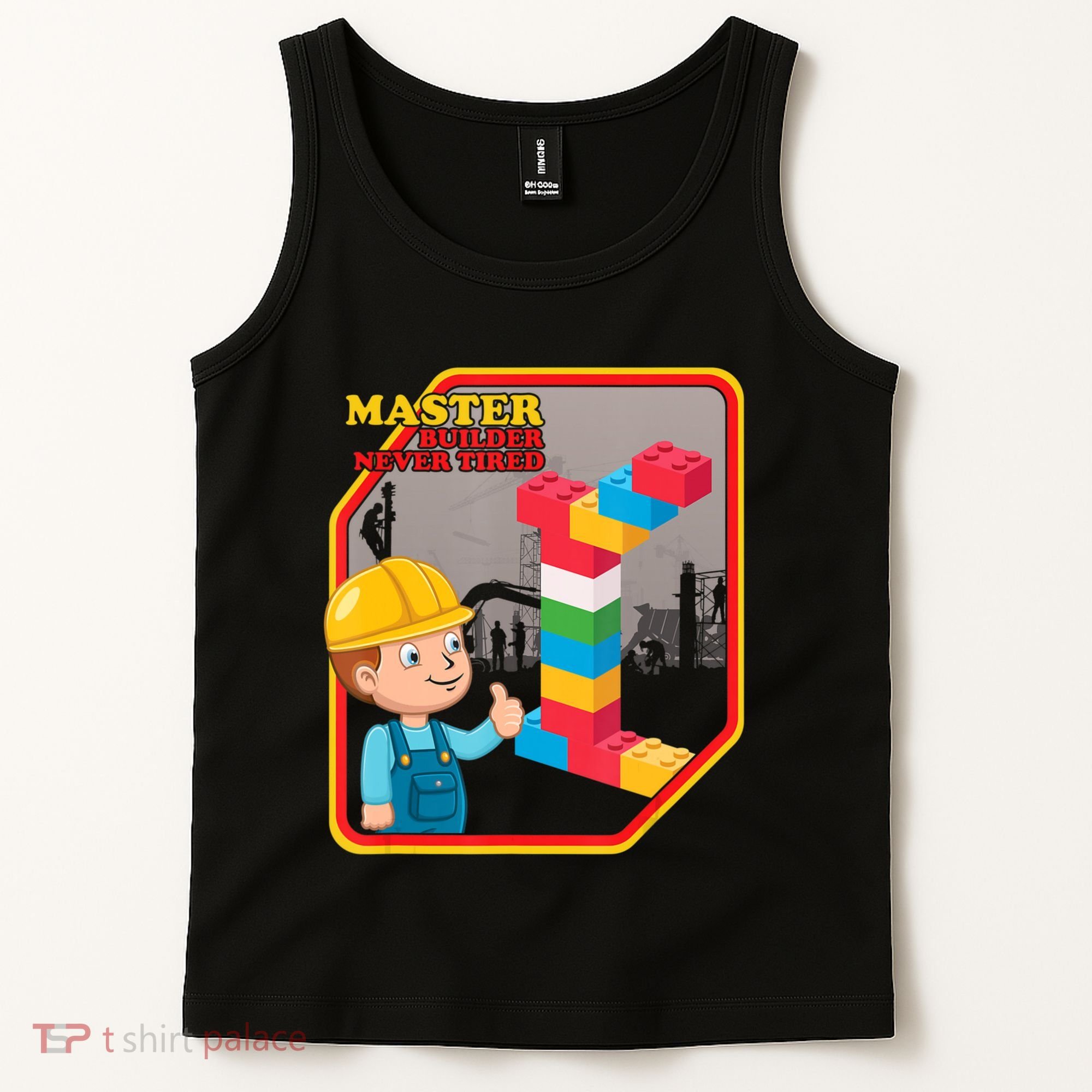 Master Builder Never Tired Construction Building Blocks Toy Tank Top