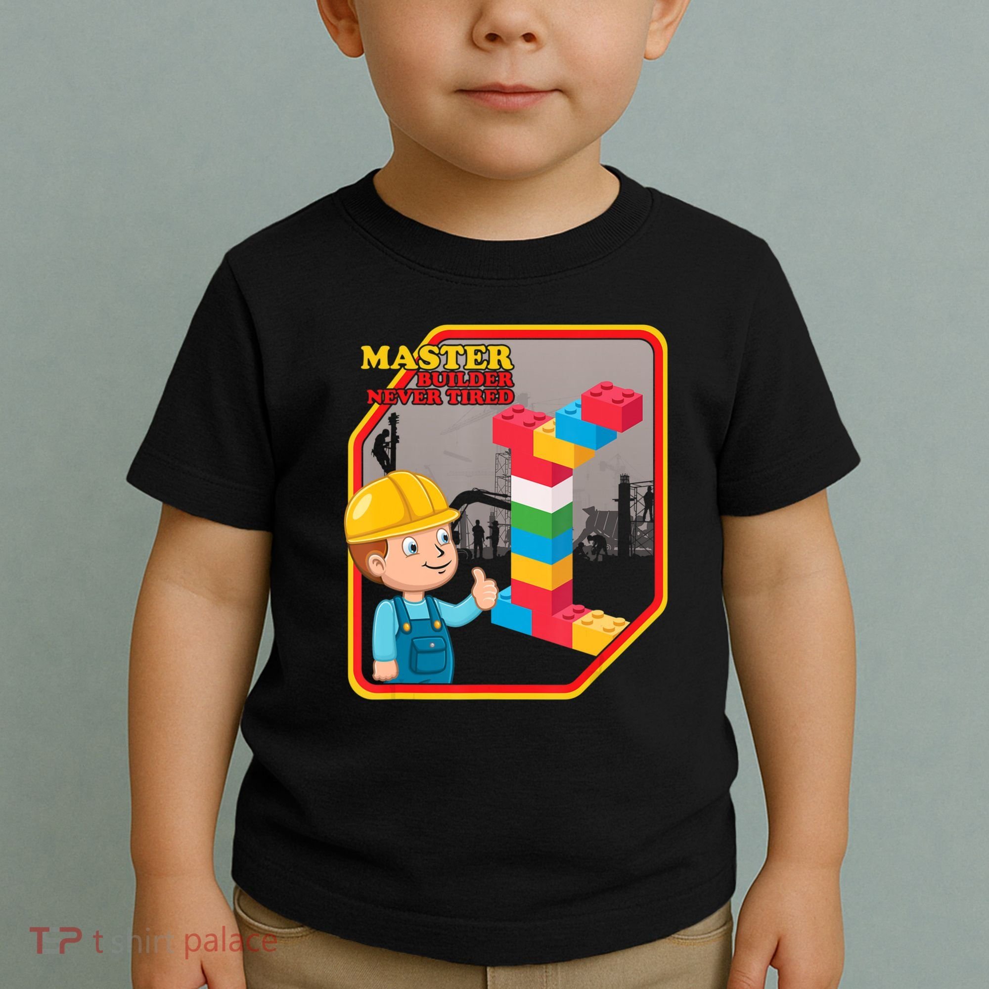 Master Builder Never Tired Construction Building Blocks Toy Toddler T-Shirt