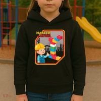 Master Builder Never Tired Construction Building Blocks Toy Kids Hoodie thumb 3
