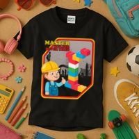 Master Builder Never Tired Construction Building Blocks Toy Kids T-Shirt thumb 3