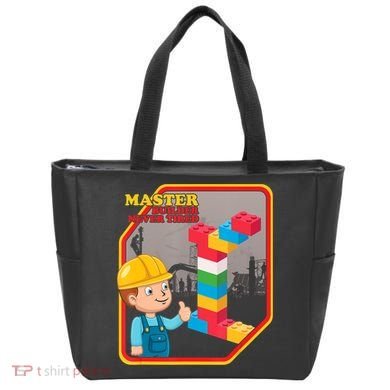 Master Builder Never Tired Construction Building Blocks Toy Tote Bag