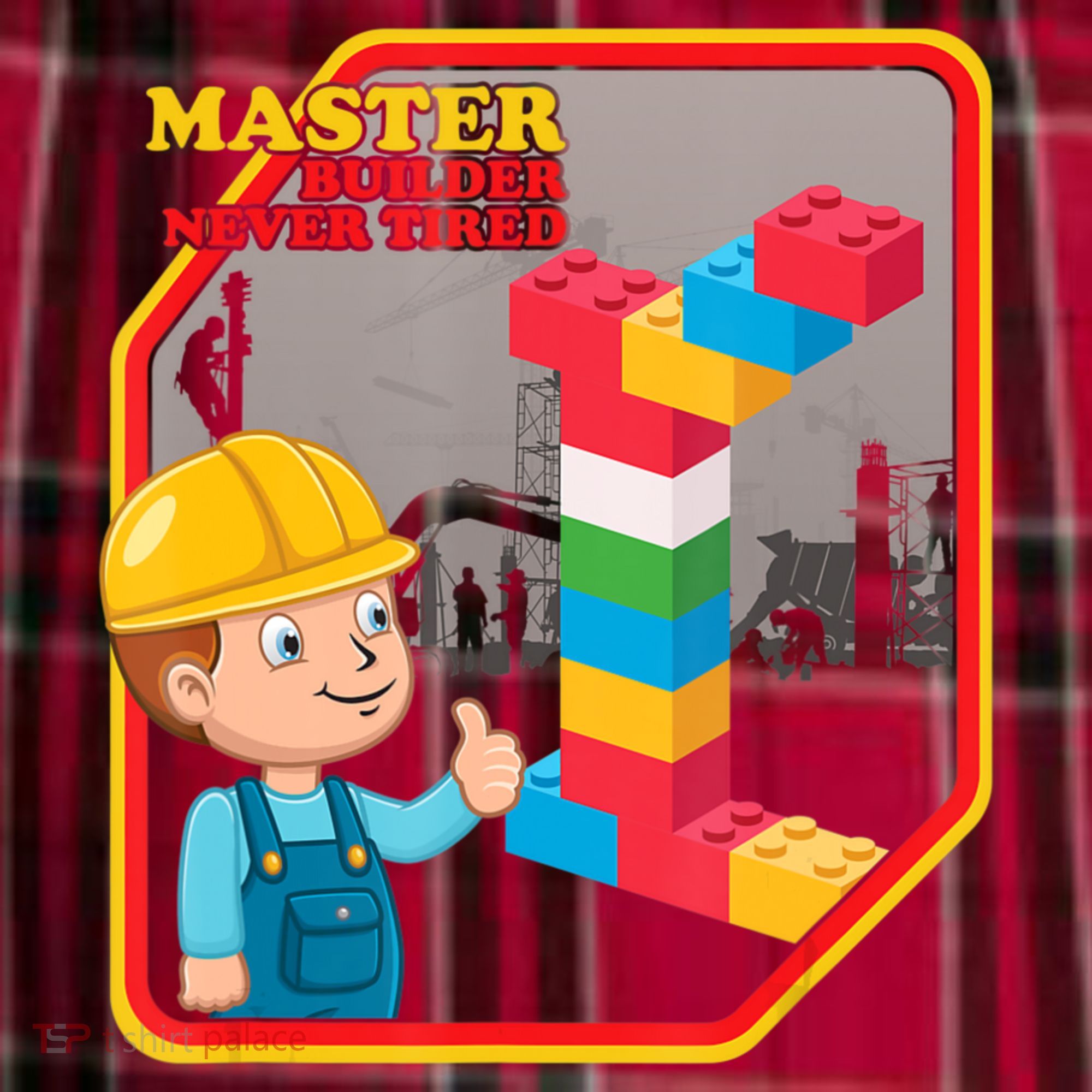 Master Builder Never Tired Construction Building Blocks Toy Men's Flannel Plaid Pajama Pants