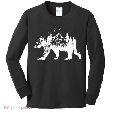 Mountain Bear Nature Kids Long Sleeve Shirt