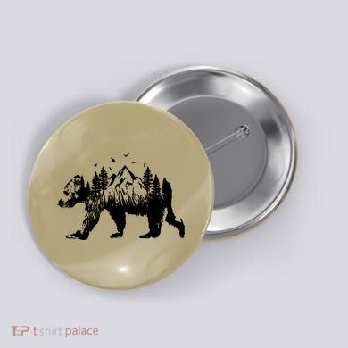 Mountain Bear Nature Button