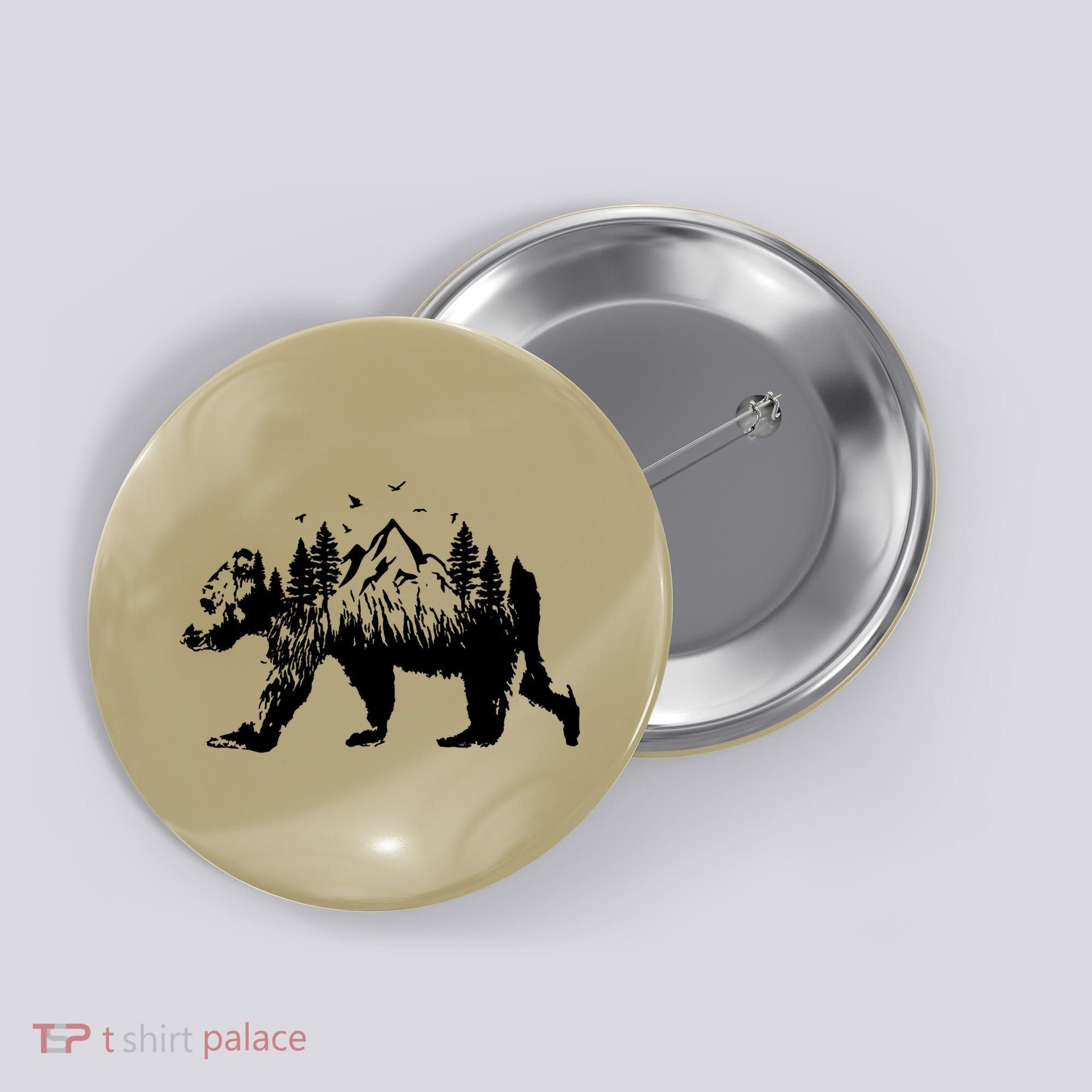 Mountain Bear Nature Button