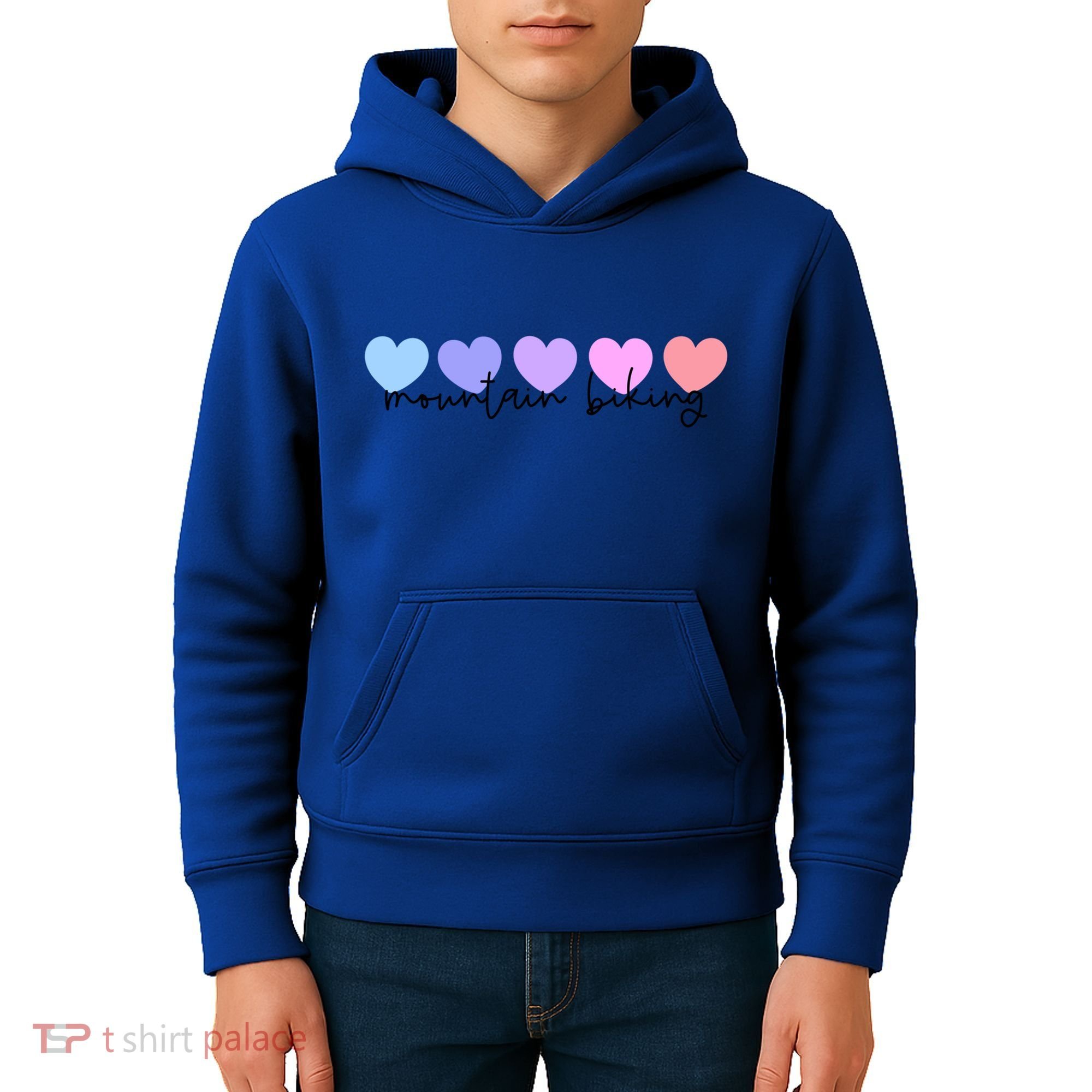 Mountain Bike Or Mountain Biking Lover Heart Mom Meaningful Gift Kids Hoodie
