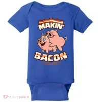 Makin Bacon Pig Funny Meatatarian Baby Bodysuit thumb 0
