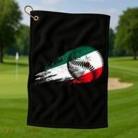 Mexican Baseball Player Mexico Flag Baseball Lover Golf Towel thumb 1