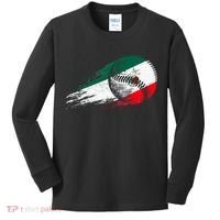 Mexican Baseball Player Mexico Flag Baseball Lover Kids Long Sleeve Shirt thumb 0