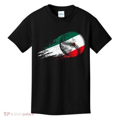 Mexican Baseball Player Mexico Flag Baseball Lover Kids T-Shirt