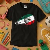 Mexican Baseball Player Mexico Flag Baseball Lover Kids T-Shirt thumb 3
