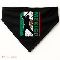 Mexican Baseball Player Mexico Flag Baseball Fans USA-Made Doggie Bandana thumb 0