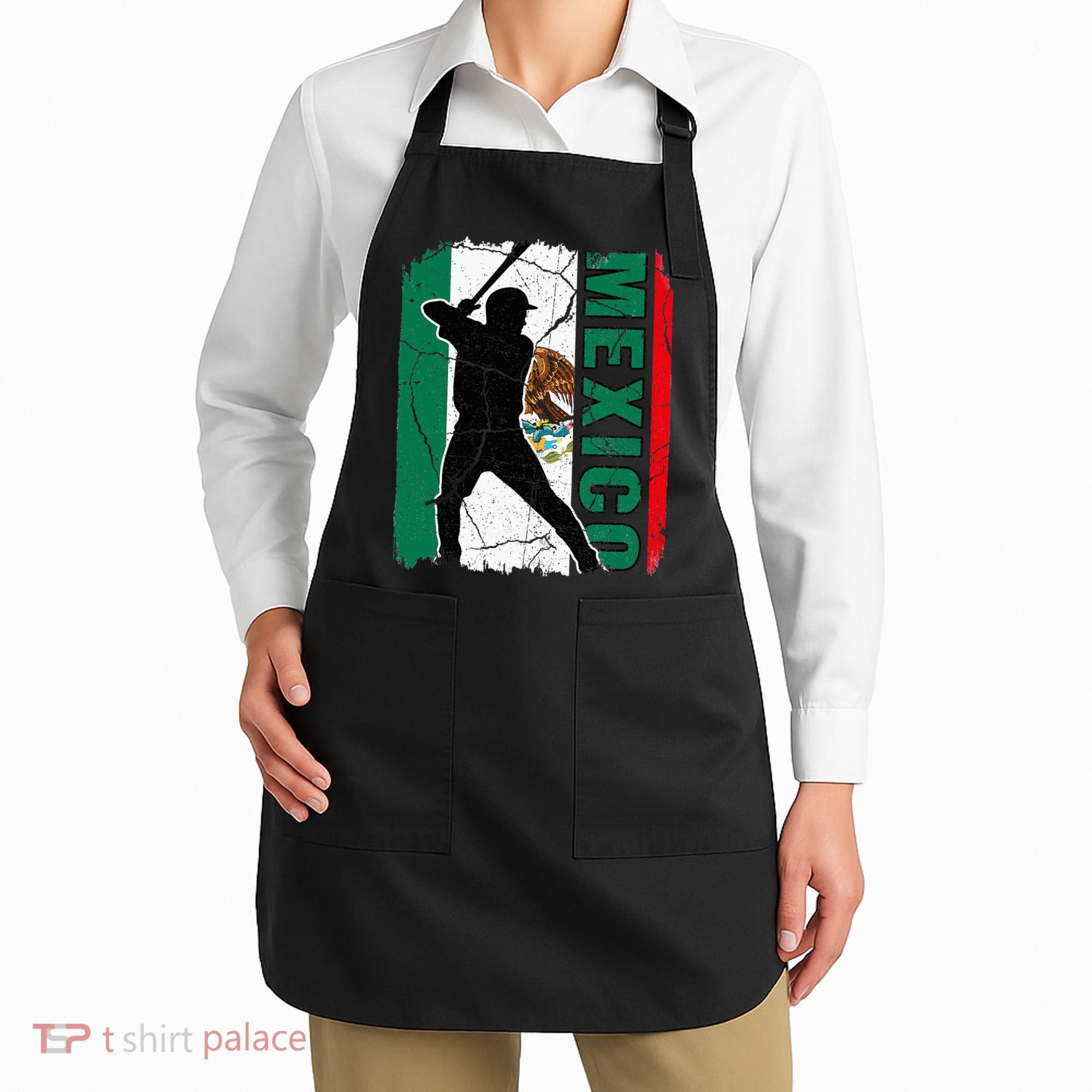 Mexican Baseball Player Mexico Flag Baseball Fans Apron