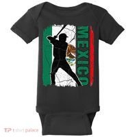 Mexican Baseball Player Mexico Flag Baseball Fans Baby Bodysuit thumb 0
