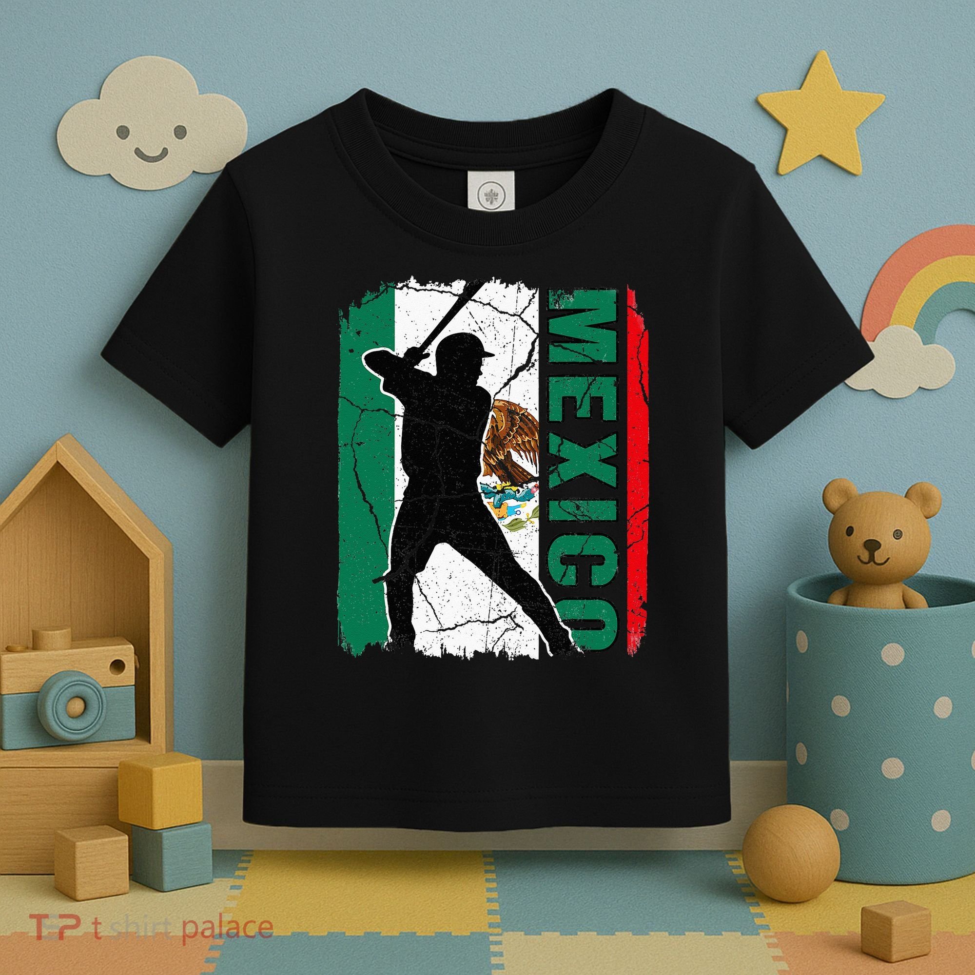 Mexican Baseball Player Mexico Flag Baseball Fans Toddler T-Shirt