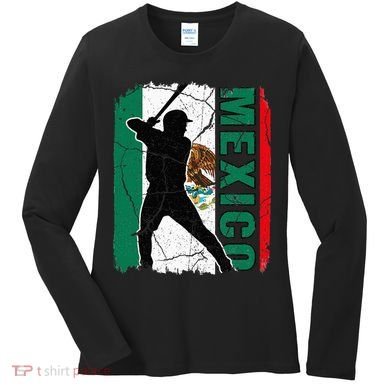 Mexican Baseball Player Mexico Flag Baseball Fans Women's Long Sleeve Shirt