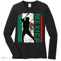 Mexican Baseball Player Mexico Flag Baseball Fans Women's Long Sleeve Shirt thumb 0