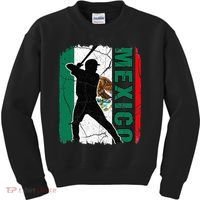 Mexican Baseball Player Mexico Flag Baseball Fans Kids Sweatshirt thumb 0