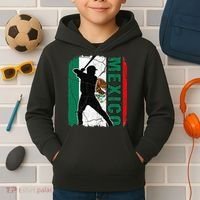 Mexican Baseball Player Mexico Flag Baseball Fans Kids Hoodie thumb 2