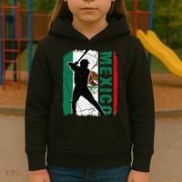 Mexican Baseball Player Mexico Flag Baseball Fans Kids Hoodie thumb 3