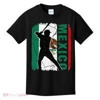 Mexican Baseball Player Mexico Flag Baseball Fans Kids T-Shirt thumb 0
