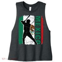 Mexican Baseball Player Mexico Flag Baseball Fans Women's Racerback Cropped Tank thumb 0