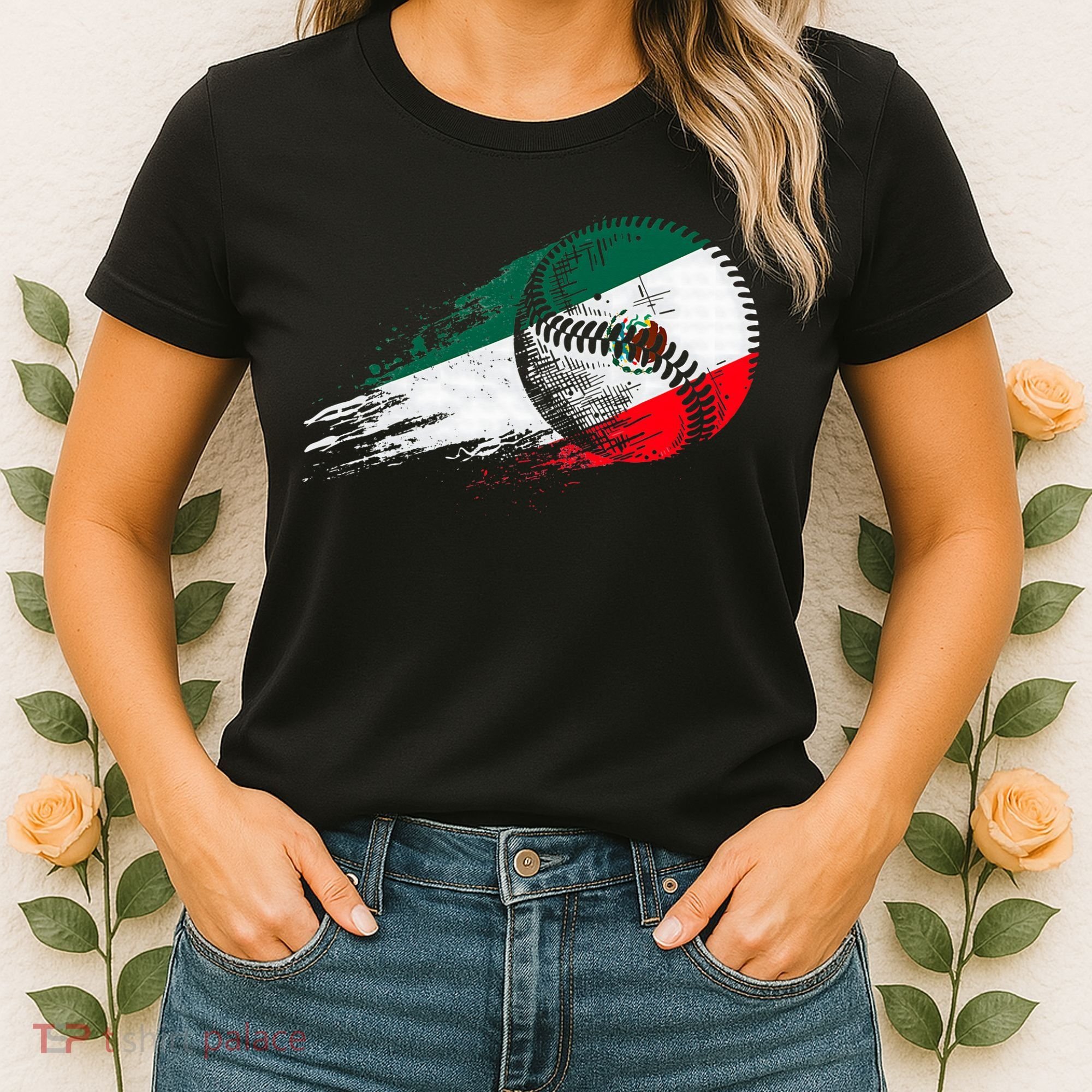 Mexican Baseball Player Mexico Flag Baseball Lover Women's T-Shirt