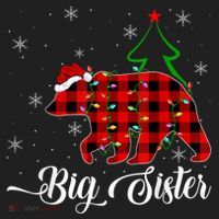 Matching Buffalo Plaid Christmas BigSister Bear Pajama Women's Sweatshirt thumb 2