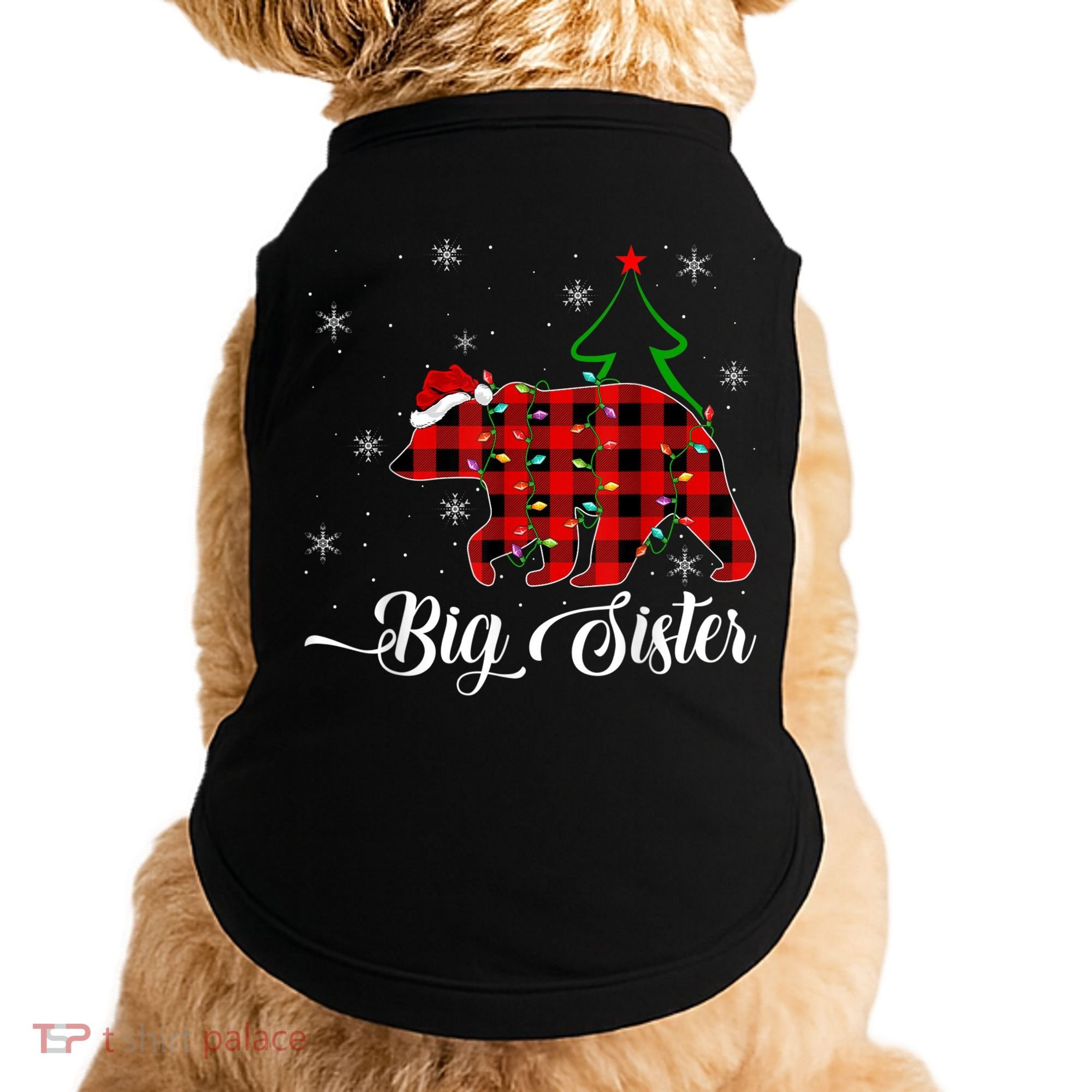Matching Buffalo Plaid Christmas BigSister Bear Pajama Doggie Tank