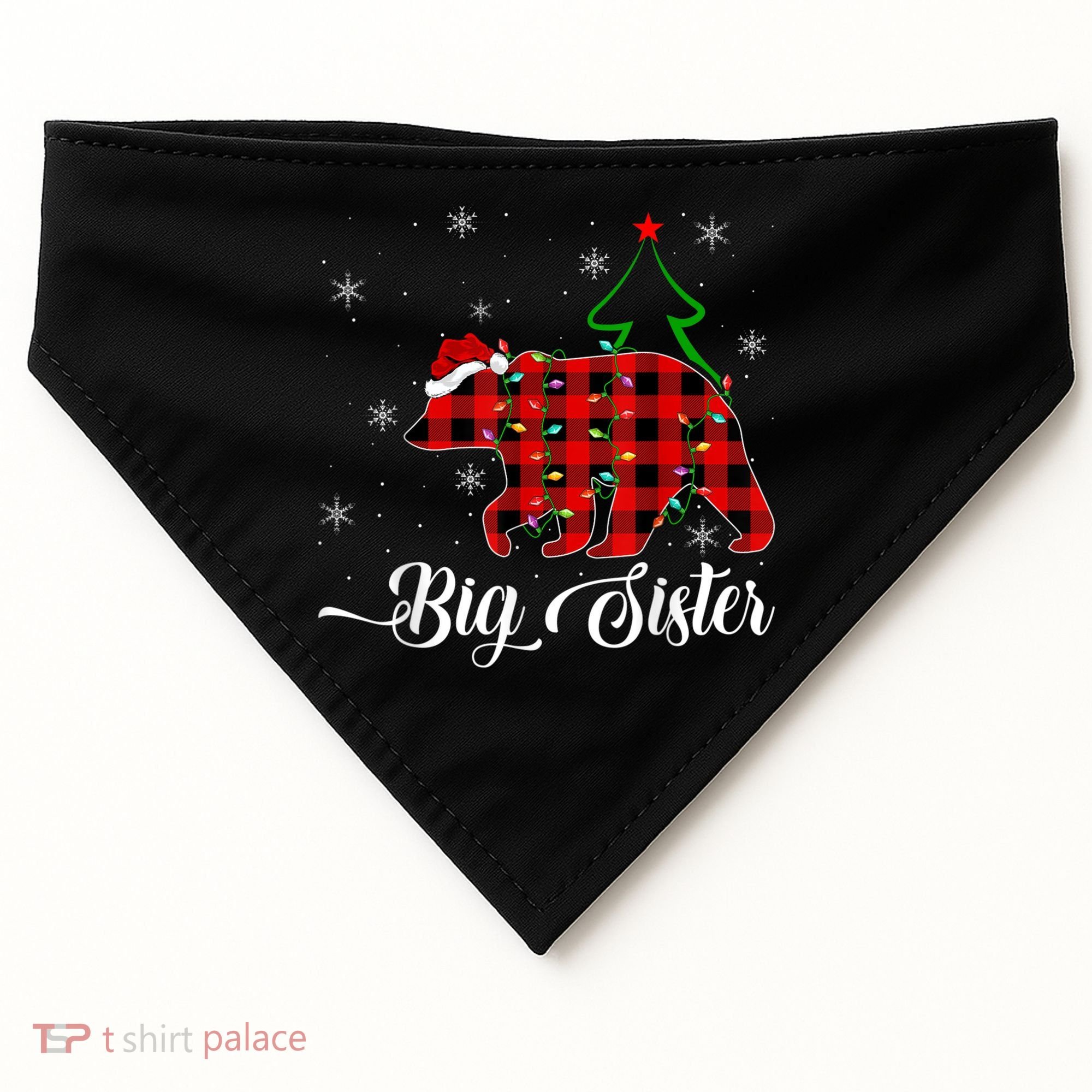 Matching Buffalo Plaid Christmas BigSister Bear Pajama USA-Made Doggie Bandana