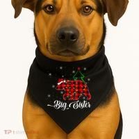 Matching Buffalo Plaid Christmas BigSister Bear Pajama USA-Made Doggie Bandana thumb 1