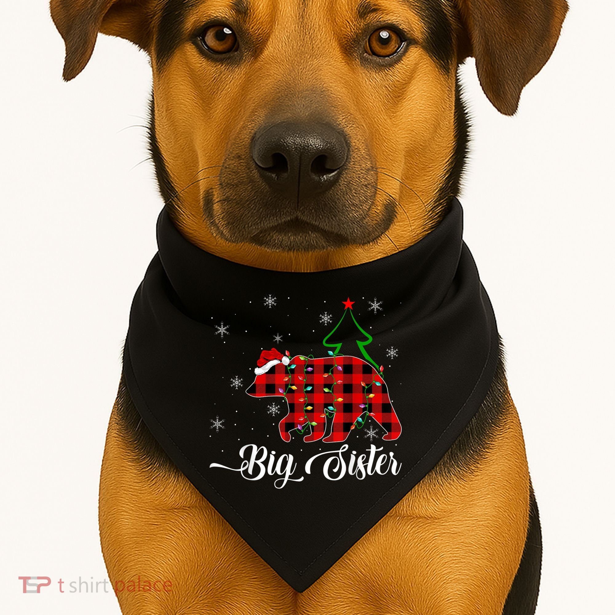 Matching Buffalo Plaid Christmas BigSister Bear Pajama USA-Made Doggie Bandana