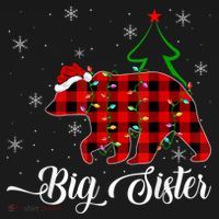 Matching Buffalo Plaid Christmas BigSister Bear Pajama Women's Hoodie thumb 2