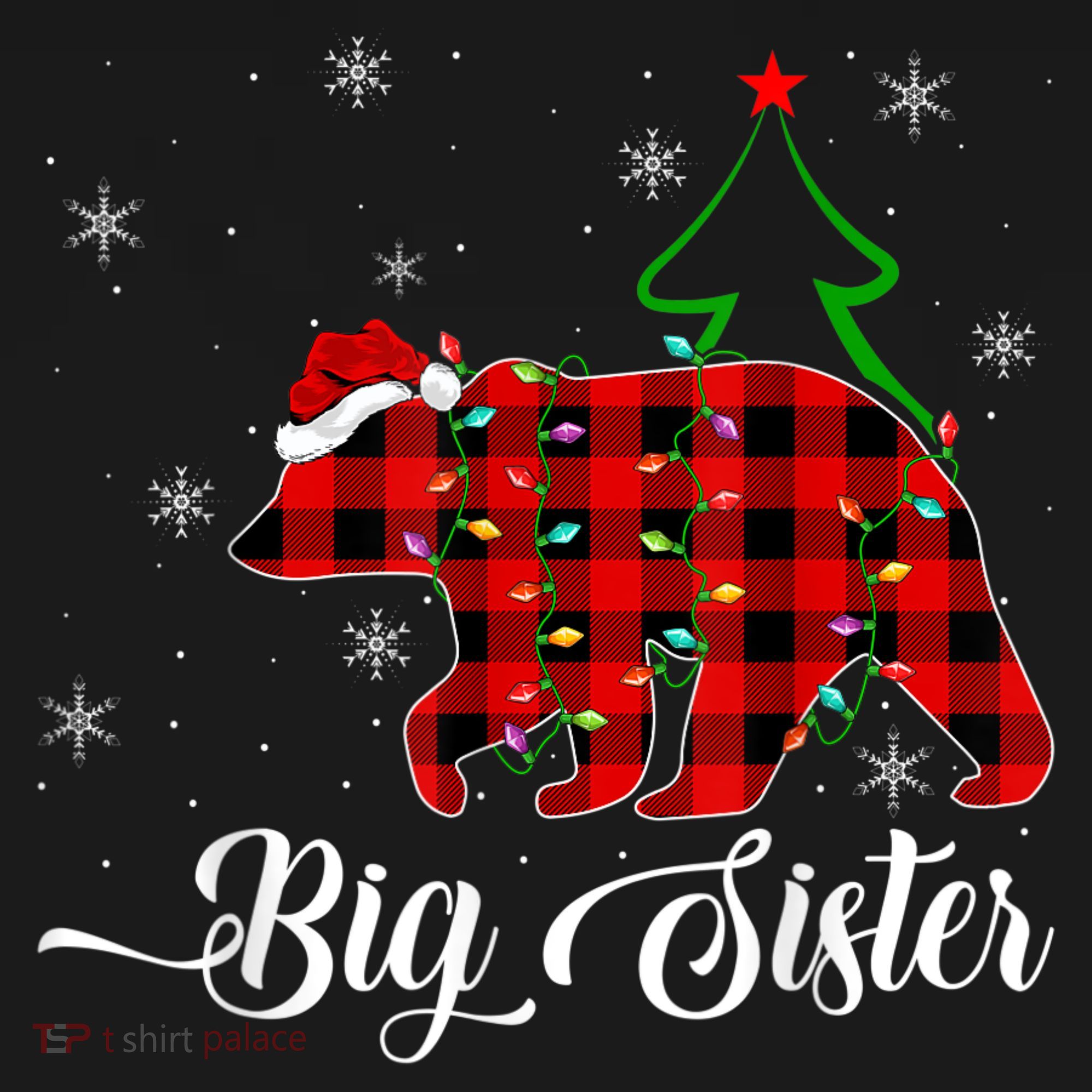 Matching Buffalo Plaid Christmas BigSister Bear Pajama Women's Hoodie