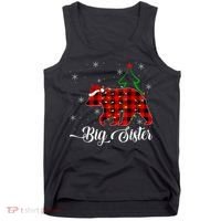Matching Buffalo Plaid Christmas BigSister Bear Pajama Tank Top thumb 0