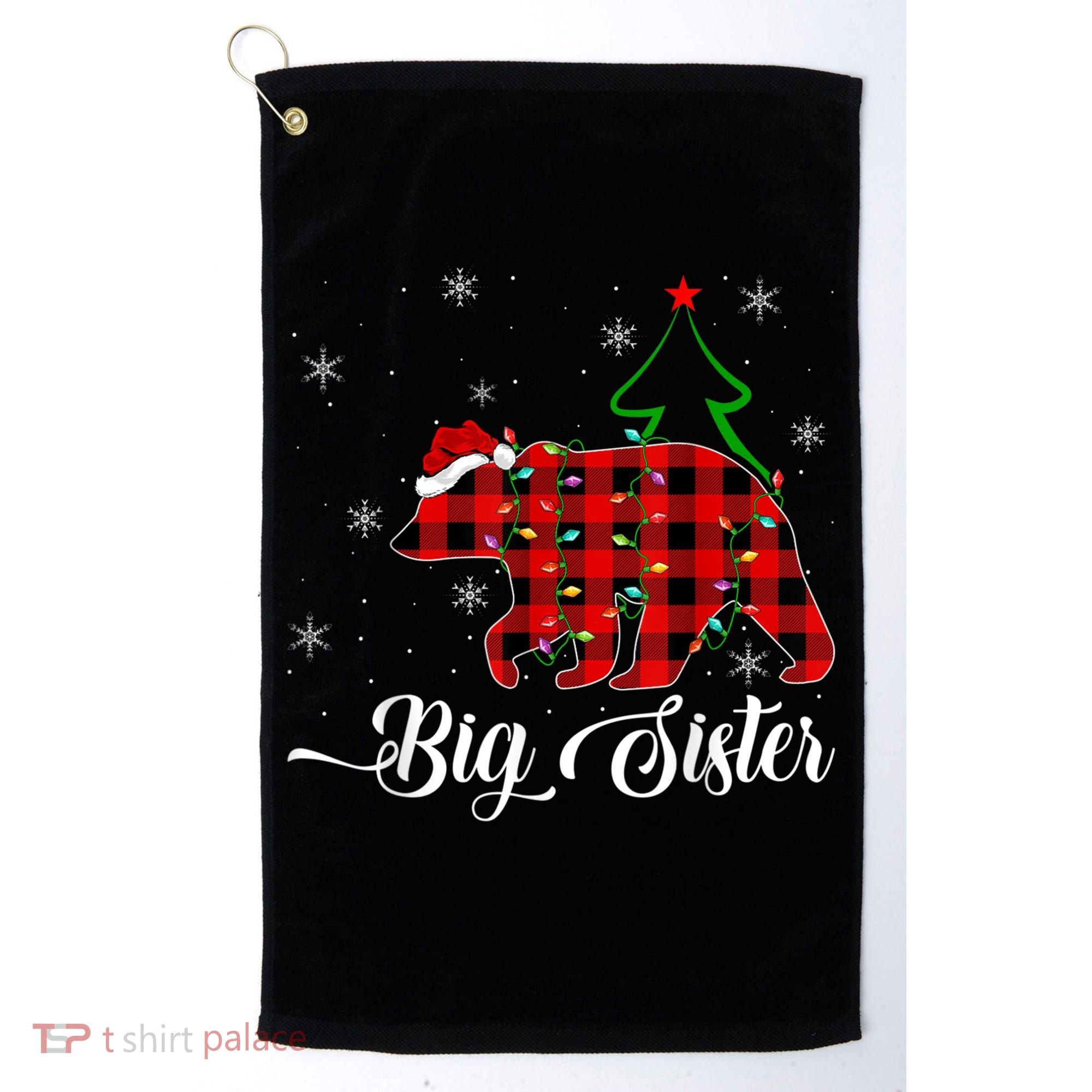 Matching Buffalo Plaid Christmas BigSister Bear Pajama Golf Towel