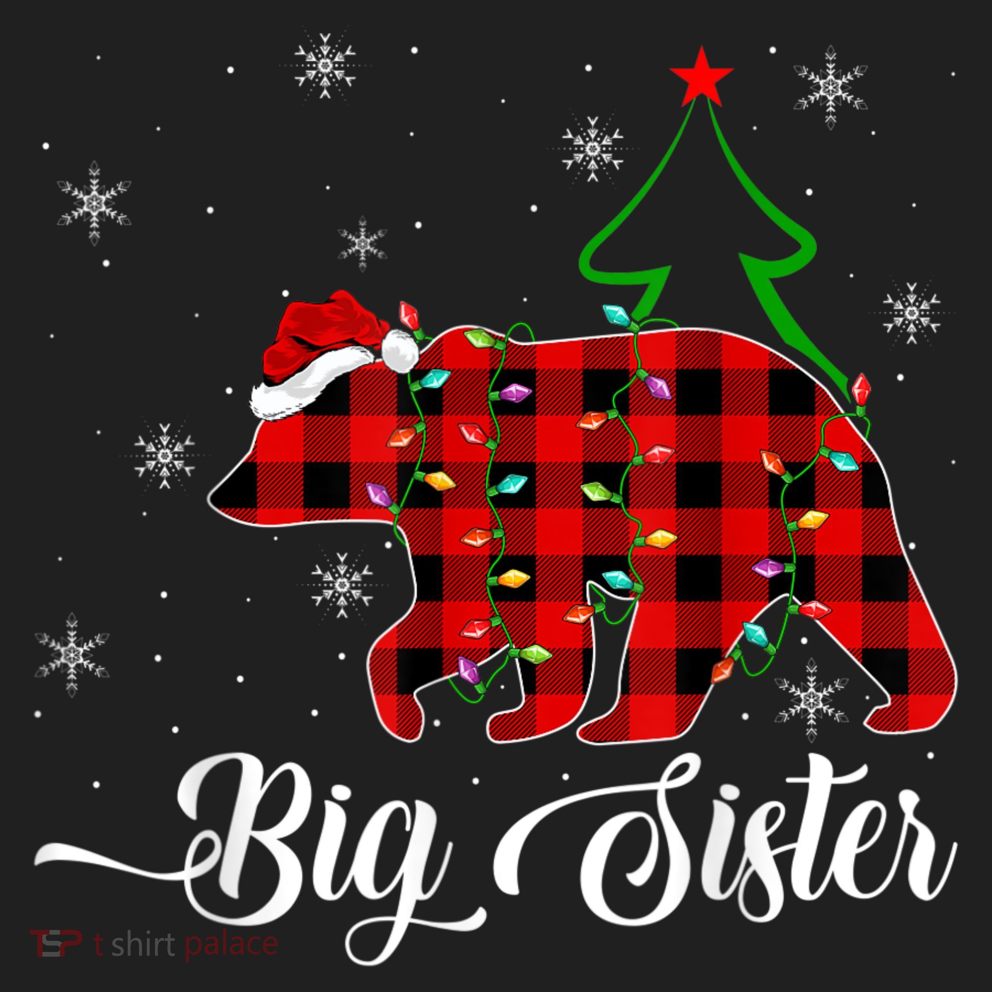 Matching Buffalo Plaid Christmas BigSister Bear Pajama Golf Towel