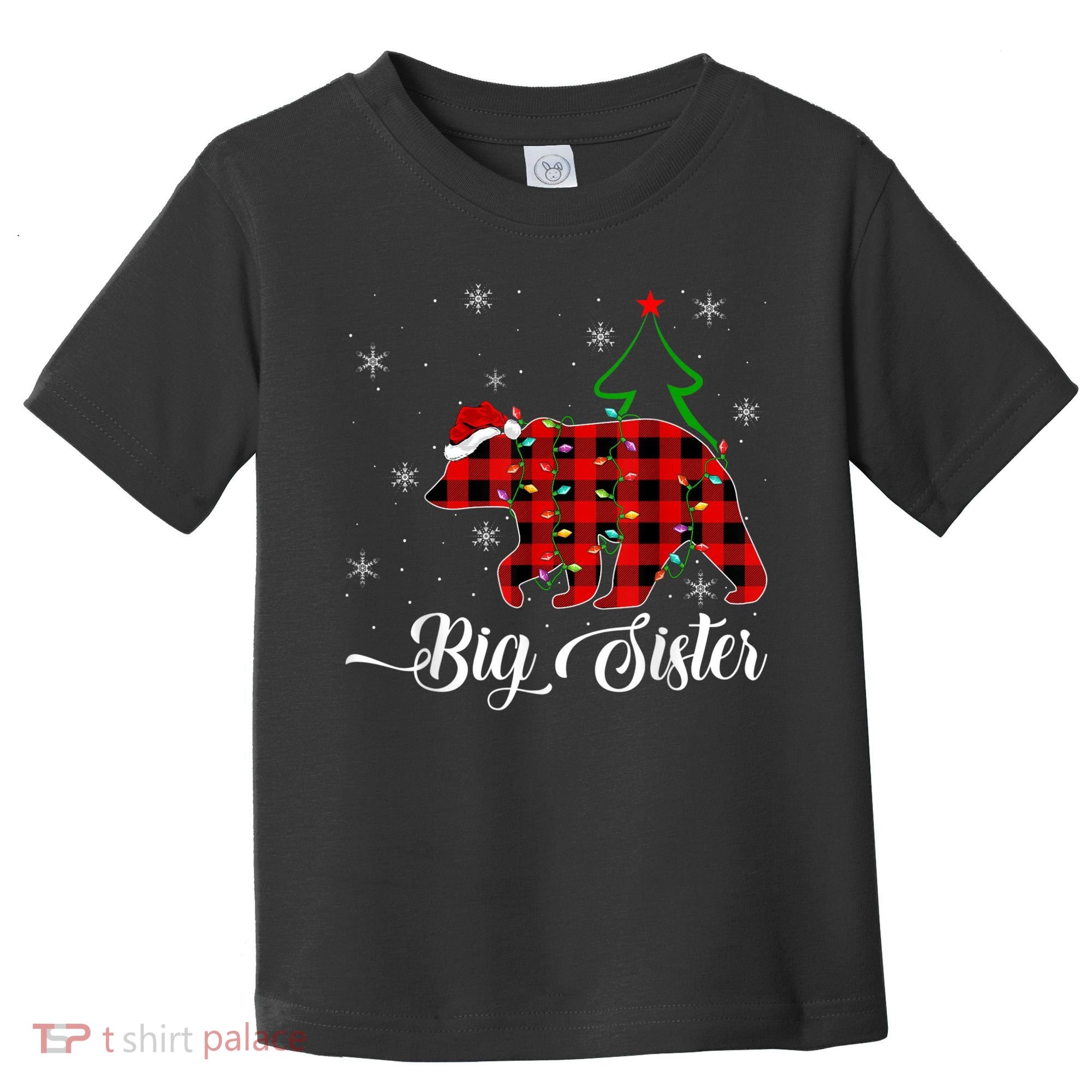 Matching Buffalo Plaid Christmas BigSister Bear Pajama Toddler T-Shirt