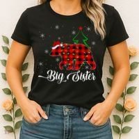 Matching Buffalo Plaid Christmas BigSister Bear Pajama Women's T-Shirt thumb 2