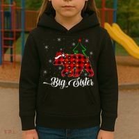 Matching Buffalo Plaid Christmas BigSister Bear Pajama Kids Hoodie thumb 3