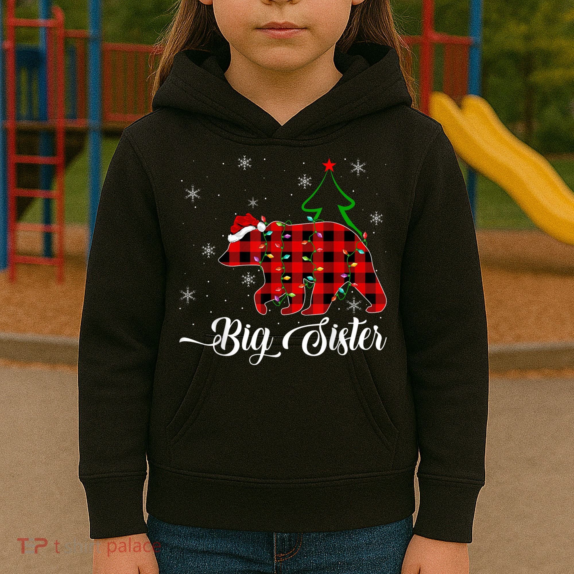 Matching Buffalo Plaid Christmas BigSister Bear Pajama Kids Hoodie