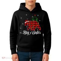Matching Buffalo Plaid Christmas BigSister Bear Pajama Kids Hoodie thumb 4