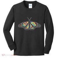 Monarch Butterfly Puzzle Autism Awareness Support Gift Kids Long Sleeve Shirt thumb 0