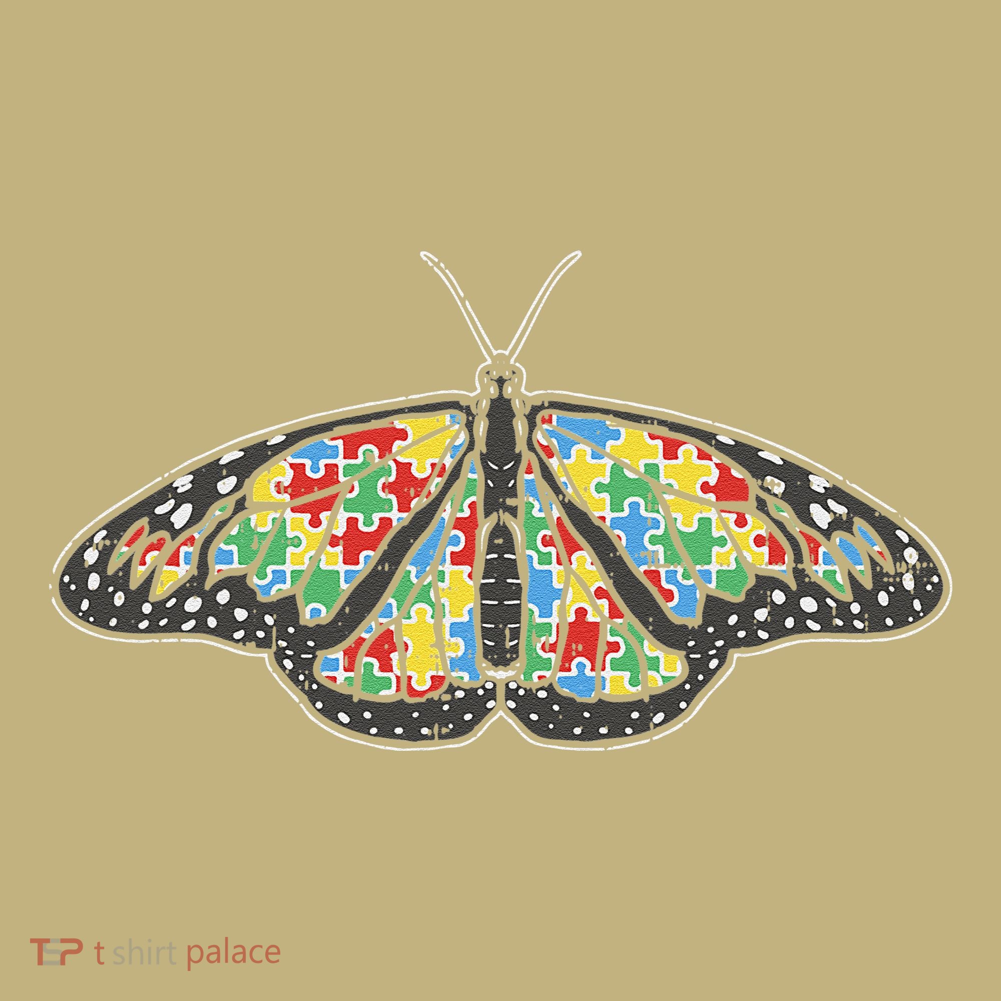 Monarch Butterfly Puzzle Autism Awareness Support Gift Kids T-Shirt
