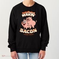 Makin Bacon Pig Funny Meatatarian Zany Brainy Women's Sweatshirt thumb 0